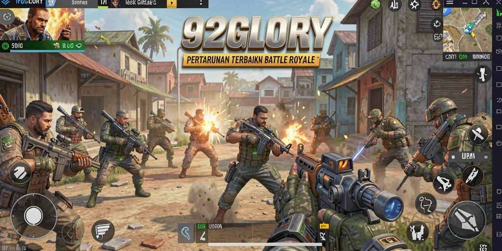 Gameplay seru di 92GLORY dengan aksi Battle Royale intens.