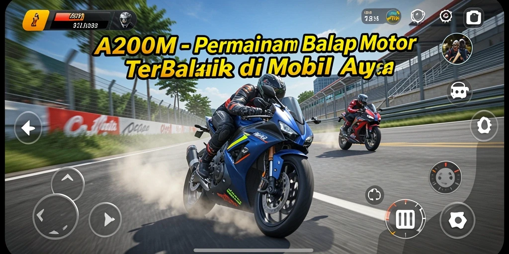 Screenshot A200M menampilkan momen seru dalam balapan motor.