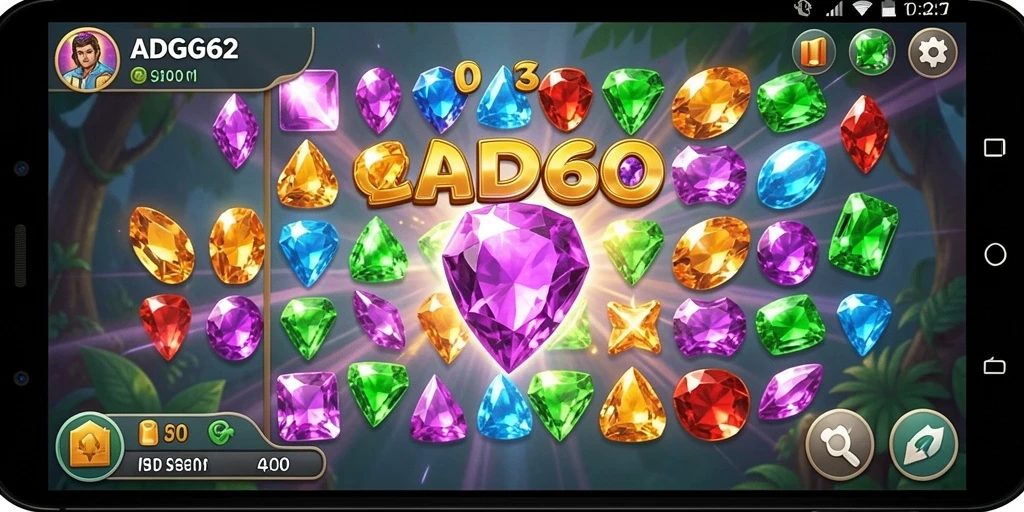 Tampilan gameplay seru ADG62 dalam aksi Match-3.