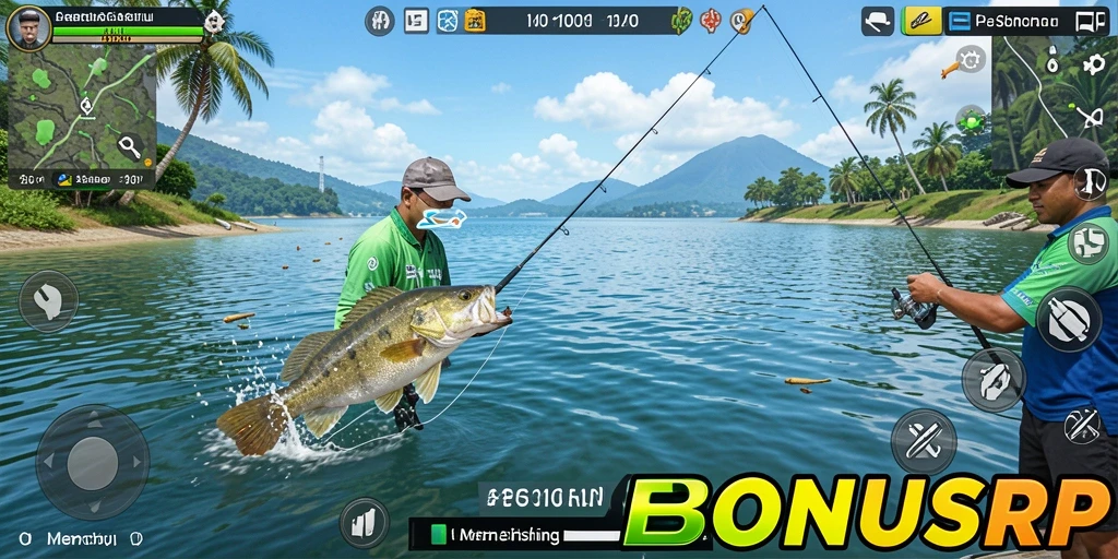 Gameplay BONUSRP menunjukkan aksi memancing yang seru dan menawan.