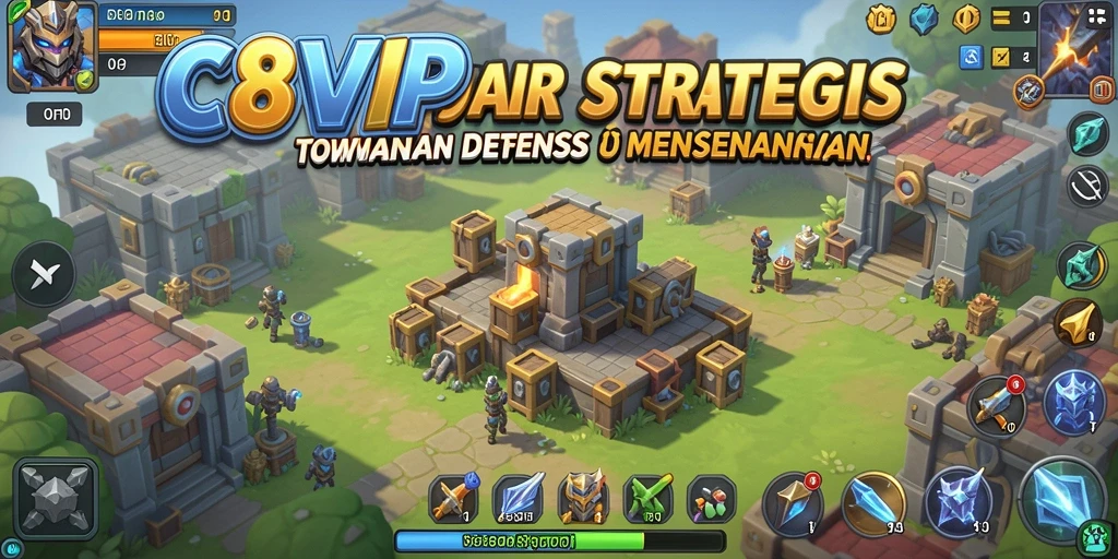 Tampilan gameplay seru C8VIP dalam permainan Tower Defense.
