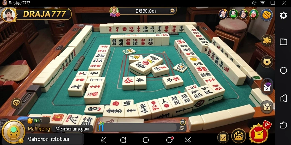 Tampilan gameplay DRAJA777 yang menampilkan ubin Mahjong.