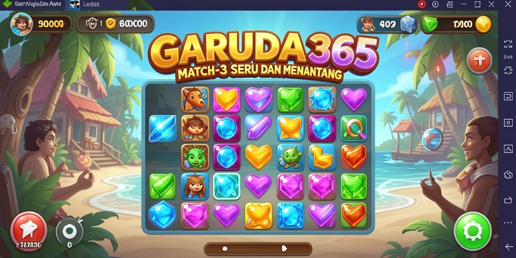 Tampilan gameplay menarik dari GARUDA365 dalam genre Match-3.