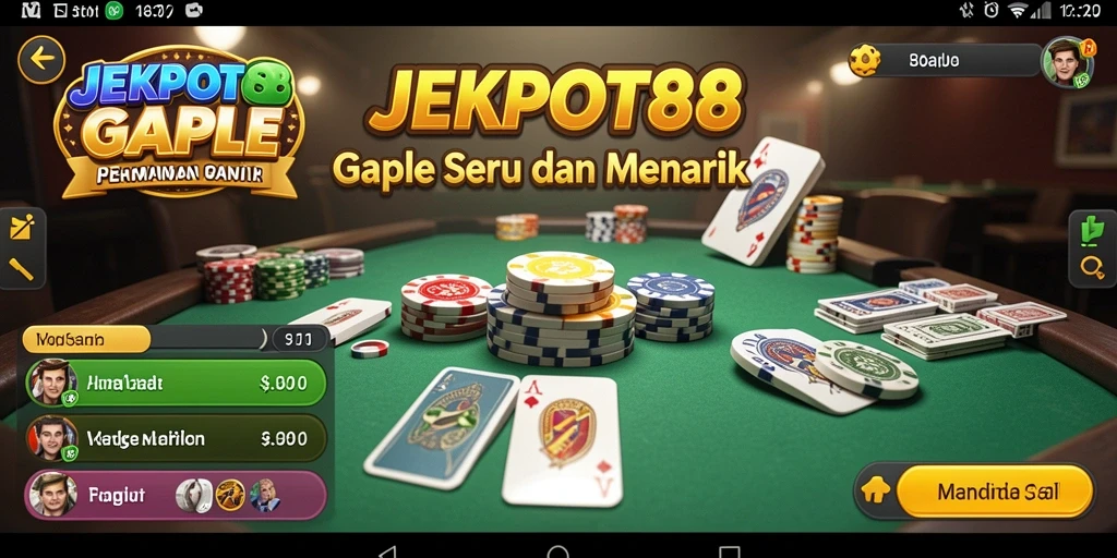 Tampilan gameplay seru JEKPOT88 di dalam permainan Gaple.