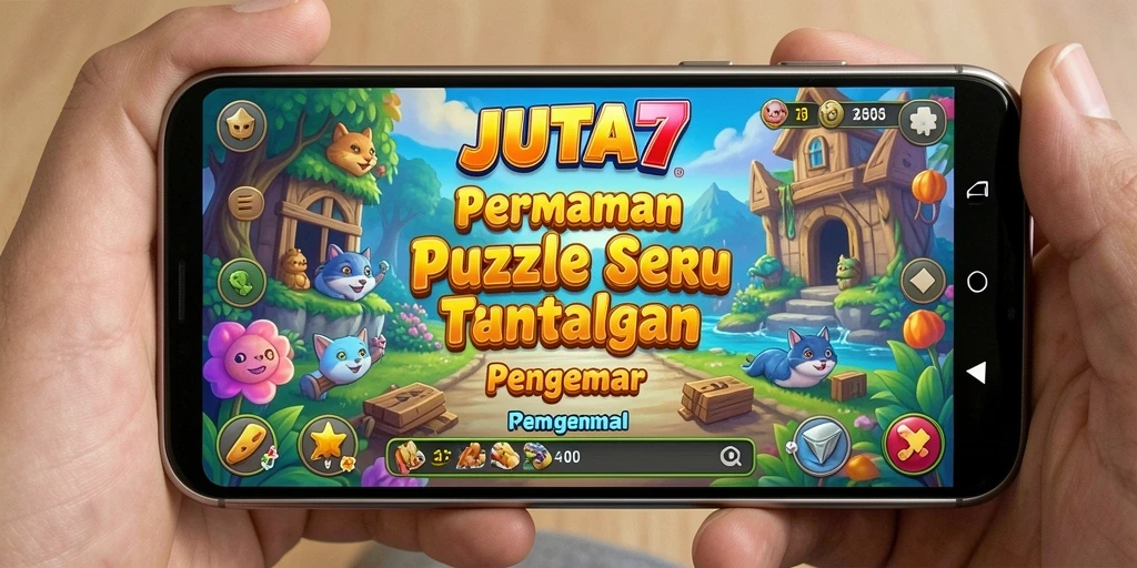 Tampilan gameplay seru JUTA7 yang penuh teka-teki menantang.