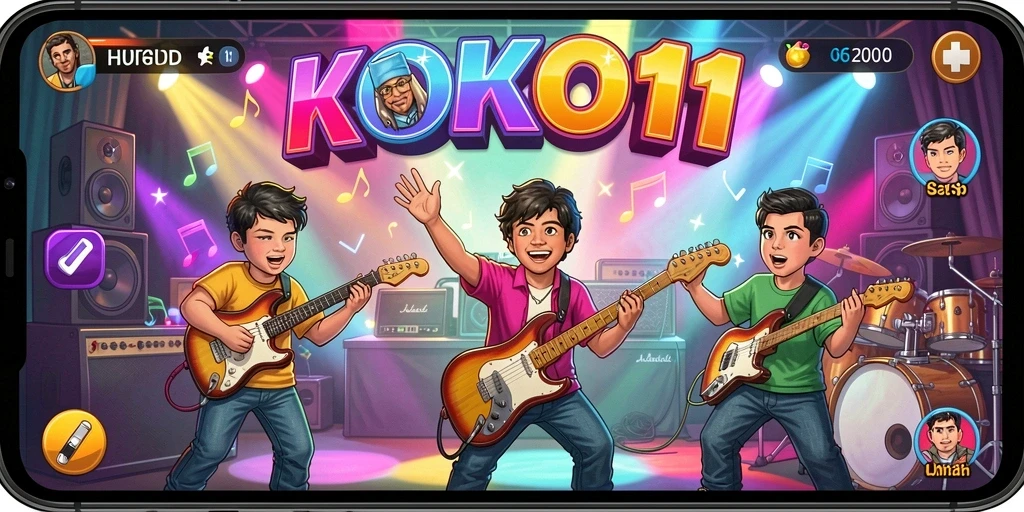 Screenshot KOKO11 menampilkan gameplay interaktif yang menarik di dunia musik.