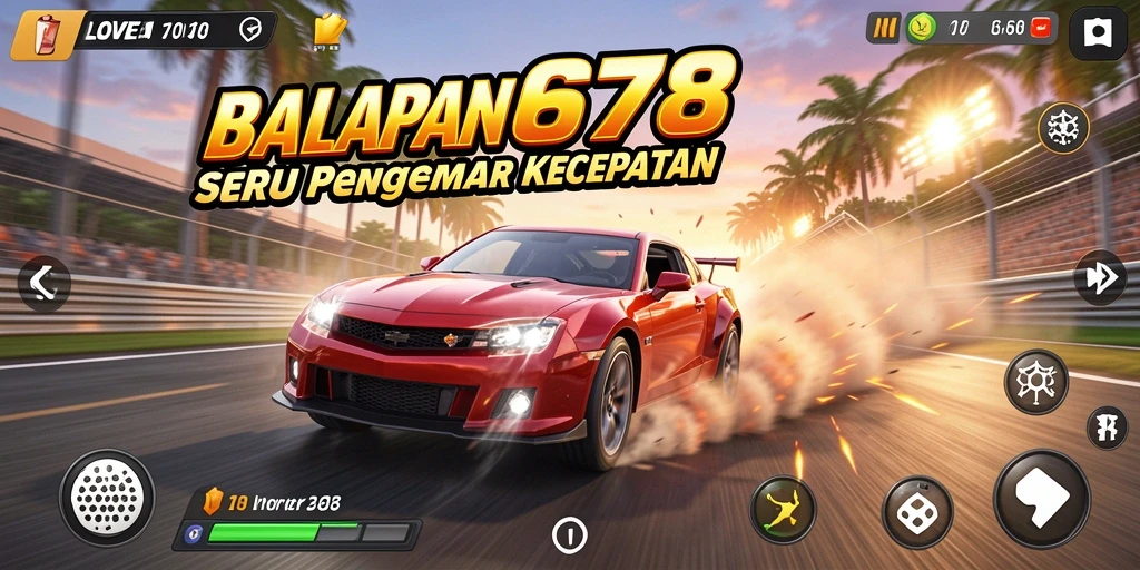 Screenshot utama LOVE678 menampilkan aksi balapan yang mendebarkan.