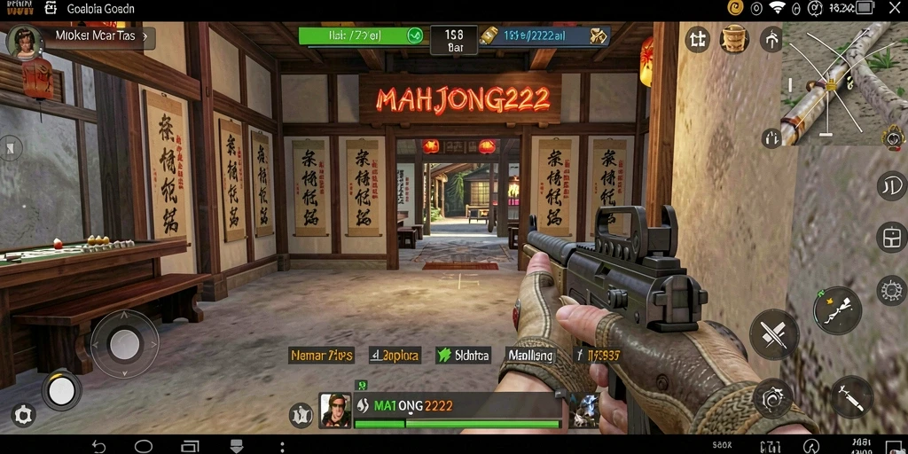 Screenshot utama MAHJONG222 menampilkan adegan pertempuran yang seru dalam gameplay FPS.