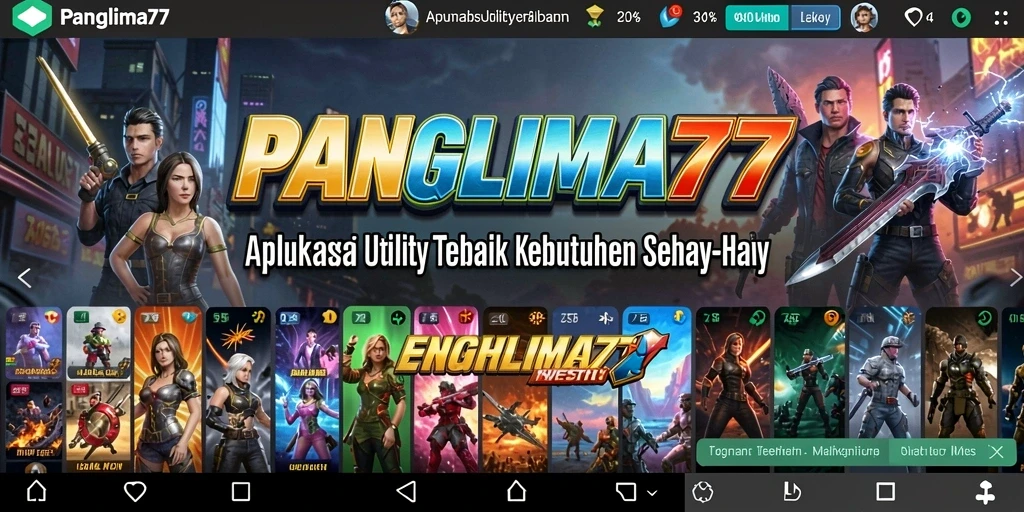 Screenshot utama PANGLIMA77 menampilkan beragam fitur Utility yang memudahkan aktivitas sehari-hari.