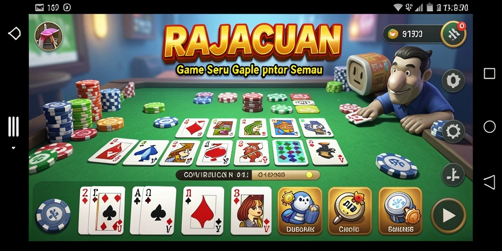 Gameplay seru di RAJACUAN, nikmati Gaple bersama teman.