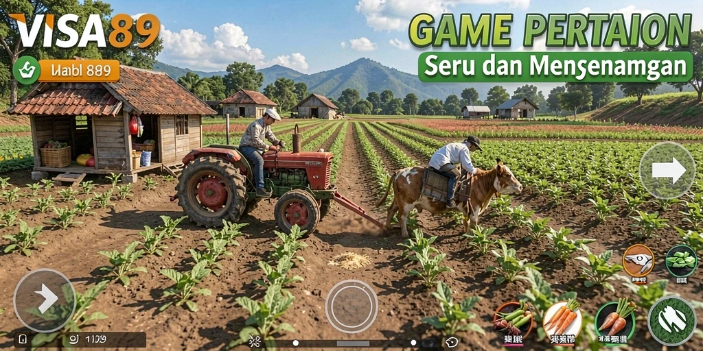 Tampilan gameplay yang seru dalam <strong>VISA89</strong>, menunjukkan aktivitas pertanian yang menarik.