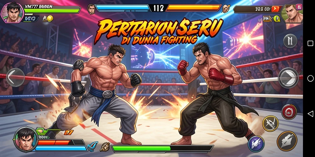 Gameplay VM777 menunjukkan pertarungan seru dan karakter yang dinamis.